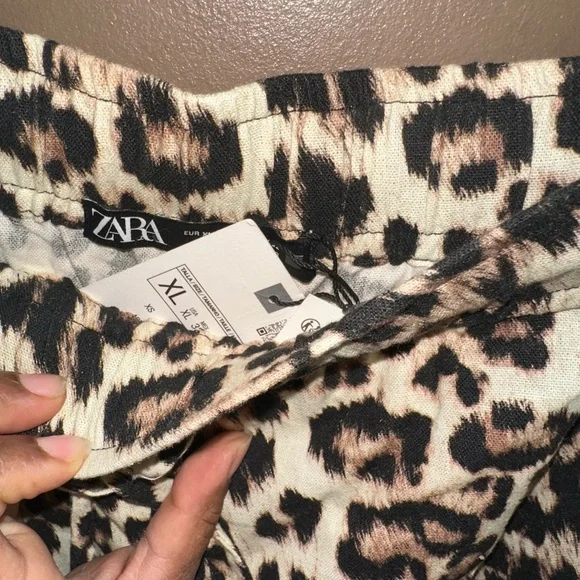 NWT Zara Leopard Print Wide Leg Pants - Cream, Brown, Black - Picture 5 of 5